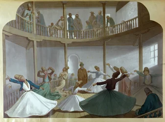 Danza de los derviches giradores, ilustración de 